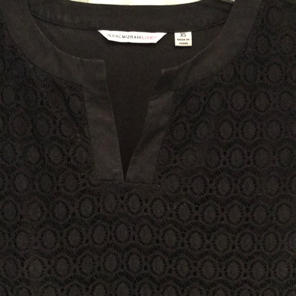 Short sleeve black lace dress, S